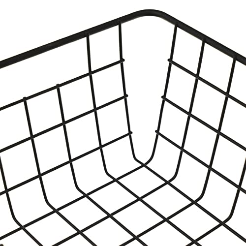 D,casa - Cestino in metallo nero organizzatore con griglia da 28 x 21,50 x 11,50 cm