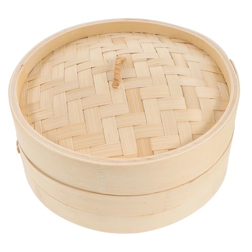 Baluue 竹製蒸し器 ふた付き 食品せいろ 再利用可能 キッチン調理器具 餃子蒸し器 栄養保持 蒸し料理用 中華料理対応