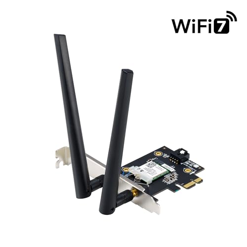 Image of ASUS BE6500 Tri Band PCI-E WiFi 7 (802.11be). Bluetooth 5.4, WPA3 Network Security, OFDMA and MU-MIMO, MLO, Win 11 only, TAA Compliant
