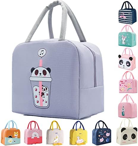 WUWYOUWL Lunch Bag,Cute Carton Insulated Lunch Box,Reusable Lunch Cooler Bags,Waterproof Lunchbag, Foldable Lunch Bag for Women, Men, Kids and Students Travel Picnic School (Dog Orange)