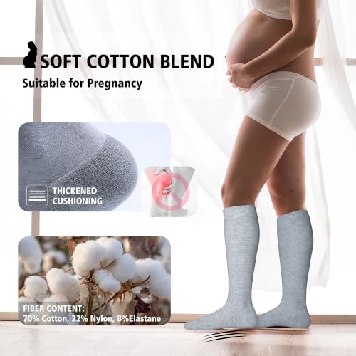 Image of LEVSOX Cotton Compression Socks for Women&Men 20-30mmHg Knee High Cute Support Sock for Nurses Pregnancy Travel