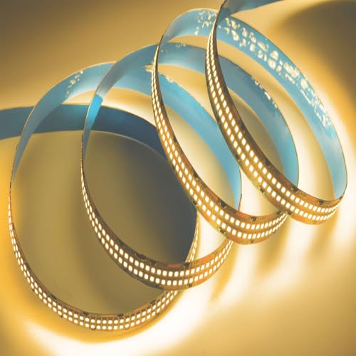 Image of SUYOOULIN LED Strip Lights, 16.4ft Dimmable DC 12V SMD 2835 Double Rows 2400 LEDs 52000LM Super Bright LED Ribbon Strip, Non-Waterproof IP21 for Home Party Decoration (Warm White 3500K)