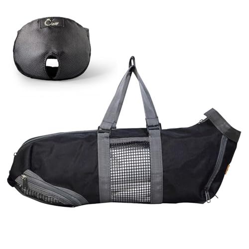 Image of Cinf Cat Nail Clipping Cleaning Grooming Restraint Bag (Free Muzzle) Set No Scratching Biting for Bathing Nail Trimming Injecting Examining(Black,L)