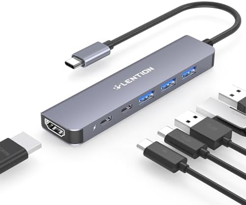 LENTION 6 em 1 USB C para Hub Adaptador USB, USB C Multiporta Don...