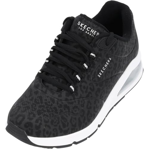 Skechers Uno 2 In-Kat-Neato, Zapatillas Mujer, Black Tonal Leopard Print Durabuck/Mesh Trim, 37 EU