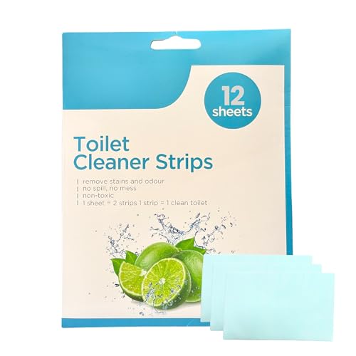 ADEPTNA Eco-Friendly Toilet Sheet, Fresh Lemon Scent, 24 Strips, Dissolvable Sheets, No Mess Everyday Toilet Cleaning, Remove Stains, Non-Toxic Material