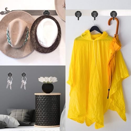 10 Stück Magnethaken Extra Stark, Schwarz Neodym Magnethaken, Super Starke Magnete mit Haken, Magnetischer Haken für Küche Badezimmer Schlafzimmer Garage Schließfächer Schlüsselhalter