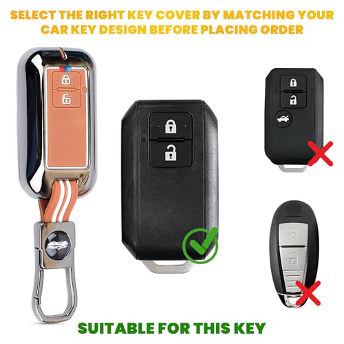 Image of Coll of Fest Premium Metal Silicone Brown Key Cover Compatible with Maruti Suzuki Swift | Baleno | Ertiga | Grand Vitara | New Brezza 2022 | Dzire | XL6 | Jimny 2 Button Key Glow in Dark