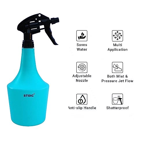 Image of STOIC Double-Shot Trigger Spray Bottle for Home Gardening & Cleaning | 1 Litre Aqua (Pack of 2)