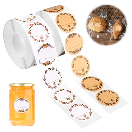 1000 Piezas Etiquetas Adhesivas Personalizadas 25 mm, Kraft Etiquetas Pegatinas Adhesivas Redondas Marrón, Etiquetas de Papel Kraft Autoadhesivas en Blanco, para Tarros de Mermelada y Especias