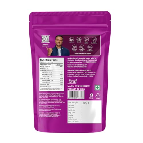 Image of Farmley Trail Mix,160g | 7 Superfood in 1 Mixes | Dry Fruits Contains Almonds, Cashews, Blueberries, Blackcurrant, Pumpkin & Sunflower Seeds (Pack of 3)
