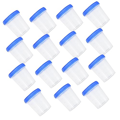 FUNOMOCYA Measuring Specimen Cups 120ml Blue Caps 15 Pack Mililiters Measuring Cups Precision