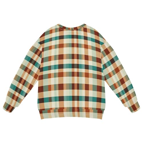 JUNZAN Buffalo Plaid Check Terracotta Kids Girls Hooded Sweatshirt Fleece Sweatshirts for Boys Party 4T2