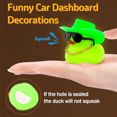 Patos de goma brillantes wonuu con gafas de sol y sombrero vaquero verde noctilucente 5