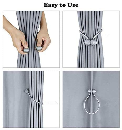 Image of Home Cloud Magnetic Curtain Tiebacks Curtain Drape Holdbacks Clips Rope Holder Buckles for Home Bedroom Office (1 Pair 2pcs, Maroon)