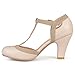 Brinley Co Womens Cut Out Round Toe T-Strap Two-Tone Matte Mary Jane Pumps Nude, 7 Wide Width US