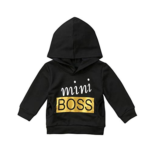 1-6T Kids Toddler Boy Girl Hoodies Pullover DAD Letter Print Sweatshirt Hooded Jersey Casual Clothes Outdoor Outfit (Mini Boss, 2T-3T)