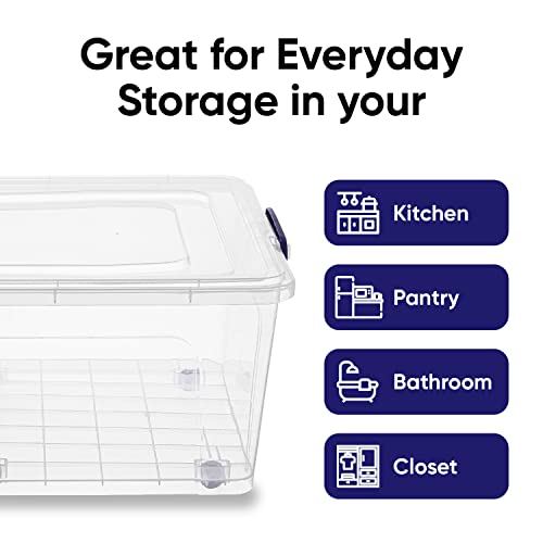 Image of Superio Storage Bins with Lids, Clear Plastic Containers for Organizing, Stackable Totes, BPA Free, Odor Free, Organizer Boxes for Home, and Dorm (4 Pack, 60 Quart)