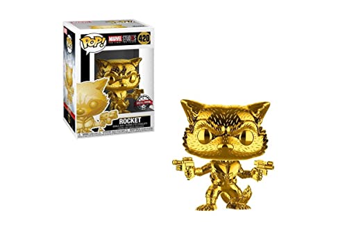 Sale Funko Pop! Marvel Studios 10Th Anniversary #420 Guardians Of The Galaxy Rocket Raccoon Gold Chrome Exclusive Figure