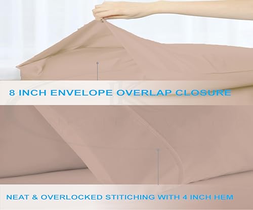 Image of 400TC 100% Egyptian Cotton Queen Fitted Bedsheet (60 x 78 inch) | All-Round Elastic | Fits Upto 12 inch Mattress | Soft & Durable | with 2 Pillow Covers | Cameo Rose Solid Bedsheet Set