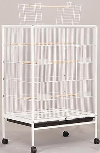 鳥かご 複数飼い大型インコ ケージ セキセイイン鳥籠インコ 大型 高強度 豪華 大きい 鳥小屋 インコ セキセイ ボタン 文鳥 キャスタ-付き 簡単に移動できる お手入れ簡単 (高さ112cm,ホワイト)