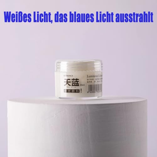 Nurila Nachtleuchtende Farben 20 Ml,Fluoreszierende Farbe weißes fluoreszierendes Acryl Glow fluoreszierende farbe wasserfest Perfekt Kindermalerei DIY Leuchtet Dark Farbe Halloween- Und Weihnachtsdek