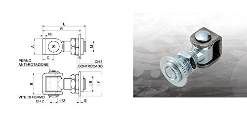 COMBIARIALDO 375,20 JUEGO DE ESCAPE AJUSTABLE 30 X 41 MM 60-ARANDELA 46 86 MM X 4 MM CONTRODADO M20 TRASERO PEATONES ALDABA PARA PUERTAS