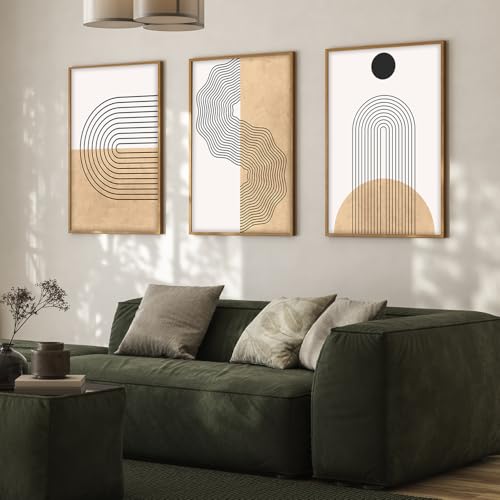 Image of ARTELLY Boho Wall Painting Decor, Set of 3 Framed, 13x19 Inches, Living Room, Bedroom Office Decoration Poster Wall Art Decor Frame Big Size (BOHO 1)