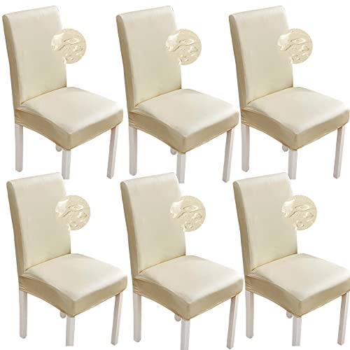 Shukii Bestenrose Stretch Dining Chair Covers Waterproof PU Leather Chair Slipcovers Chair Protector Cover Universal Chair Covers for Dining Room Kitchen Hotel(Set of 6