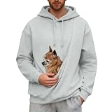 2025 Sudadera con capucha para mujer de invierno con bolsillo de canguro y bolsillo de transporte para animales - Chaqueta con capucha suave y cómodo suéter de transporte para gatos y perros, S