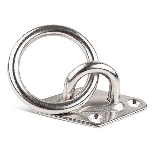 FEMOR Diamond Pad Eye Plate, 8mm Heavy Duty Anchor with Ring for Wall/Ceiling Mount, Great for Suspension Training Straps, Crossfit Olympic Rings, Yoga Swings, Hammocks, Boxing Equipment, Boat & Marin - Thumbnail 3