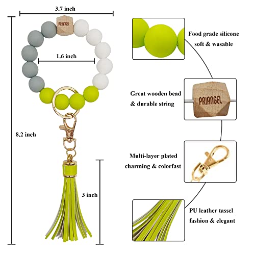 Priangel Silicone Key Ring Bracelet For Women Beaded Wristlet Keychain House Car Keys Rings Holder With Tassel #TOP1