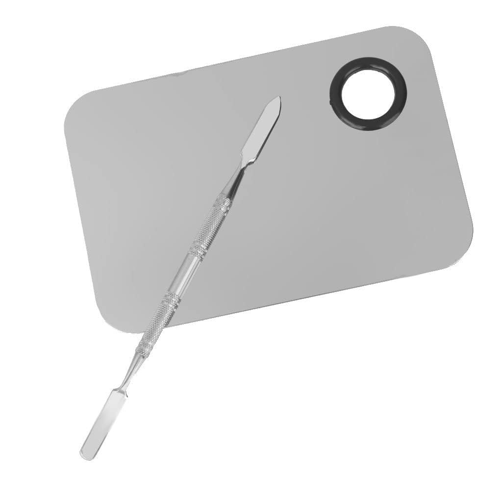 B-LADY Stainless Steel Makeup Mixing Palette with Spatula | Professional Cosmetic & Nail Art Color Mixing Palette for Makeup Artist & Salon Use | Free Nail Paint Included-image-19