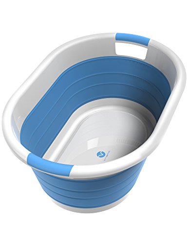 Vremi Collapsible Plastic Laundry Basket (blue)