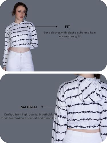 Image of OM SAI LATEST CREATION Women's Western Crop Top with Hoodie Neck & Long Sleeve || Drawstring Pullover Tops || Loose Casual Hoodies for Women Top.