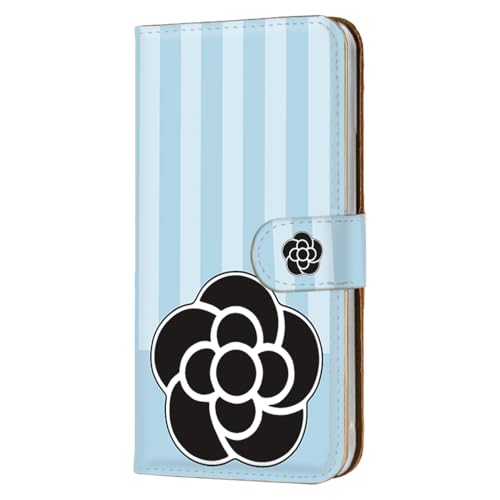 Xperia 10 VI 用 SO-52E SOG14 A402SO 対応 エクスペリア10VIのカバー 手帳 スマホケース フレキシブル カメリア 花柄 ストライプ ブルー 066a01m