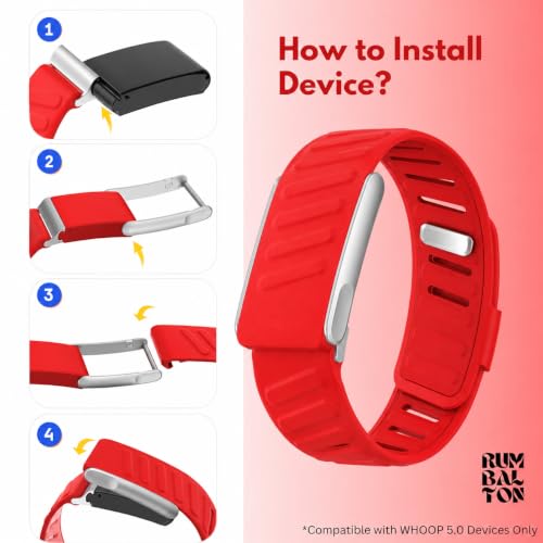 Image of Premium Sports Strap for Whoop 5.0 - One & Peak 2025 Released Band Replacement Strap Accessory | Soft Felt | Silicone Band for Fitness (Device Not Included) (Bolt Red)