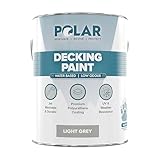 Polar Decking Paint Light Grey, 5 Litres - Water-Based, UV Resistant, Water Repellant, Quick Drying - Exterior Use, Ideal for Exterior Decks and Wooden Surfaces