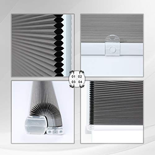 Cellular Shades Blackout Blinds Cordless Honeycomb Window Shades For Bedroom, Blinds For Window And Door, Home And Office, Grey, 24" W X 64" H #TOP2