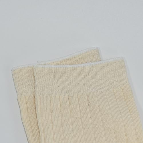 Image of 3 Pairs Crew Socks Midweight Undyed Cotton Blend Socks for Women Girls