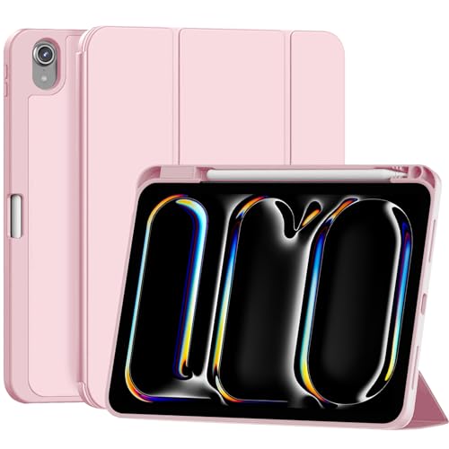 SidunRilax Case for iPad (A16) 11th Generation 11 inch 2025/ iPad 10th Generation 10.9 inch 2022 Smart Folio with Pencil Holder Soft TPU Back Auto Wake/Sleep Support Touch ID - Pink