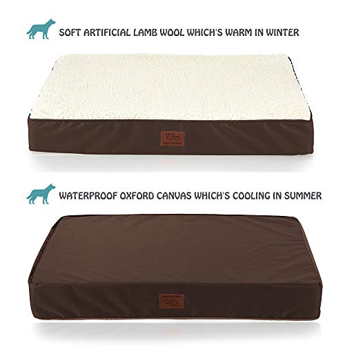 Sunstyle Home Orthopedic Foam Dog Bed For Medium & Large Dogs Up To 75Lbs With Waterproof Removable Cover, Mattress Pet Mat Bed For Dogs & Cats - Orthopedic Egg Crate Foam Platform, Espresso #TOP3