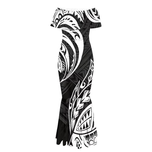 Image of Polynesian Dresses for Women Off Shoulder Maxi Dress Puletasi Samoan Dresses S-7XL