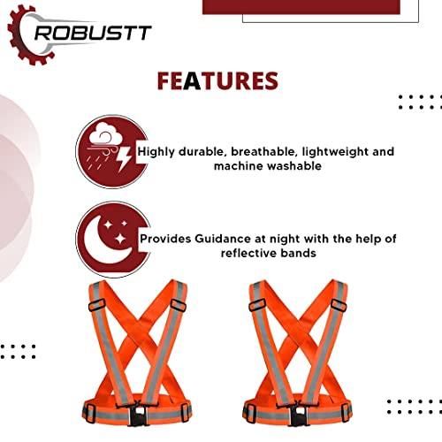 Image of Robustt High Visibility Protective Safety Reflective Vest Belt Jacket, Night Cycling Reflector Strips Cross Belt Stripes Adjustable Vest Safety Jacket