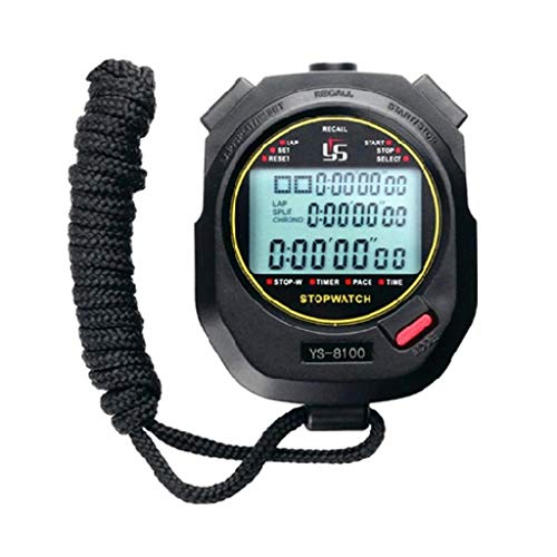 SkyPOOU Cronómetro digital profesional multifunción temporizador de entrenamiento portátil para deportes al aire libre, correr, cronógrafo, cronómetro, reloj de cuenta regresiva, horas