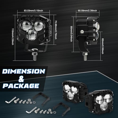 POVTOR 3 Inch LED Pod Lights, 40W Waterproof Off Road Light Pods with Projector Spot Beam Ditch Light LED Cube Lights for Trucks ATV SUV UTV 4x4 Boat, black