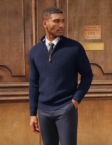 PJ PAUL JONES Men Quarter Zip Pullover Sweaters Casual Lightweight Knit Dress Sweater2
