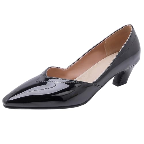 Chaussures femme à bout carré Lizoleor élégantes en vernis noir