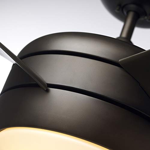 Luminance Midway Eco Led Ceiling Fan With Light And Remote | Dimmable 54 Inch Fixture With Dc Motor | Contemporary 5 Blade Design With Downrod Mount For Hanging, Oil Rubbed Bronze #TOP4