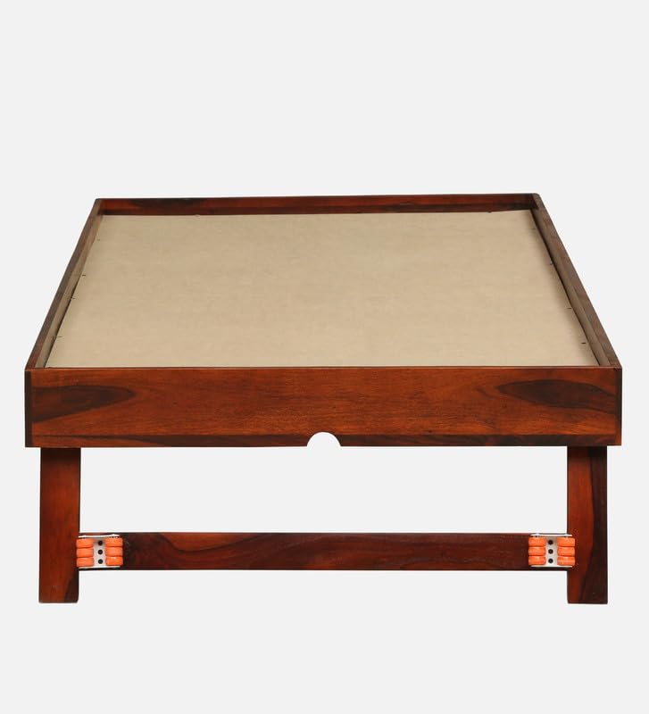 Image of Solid Sheesham Wood Admire Single Size Trundle Bed with 1 Extra Pullout Bed | Wooden Single Bed Cot Palang Furniture for Bedroom Living Room Home and Hotel (Honey Oak Finish)